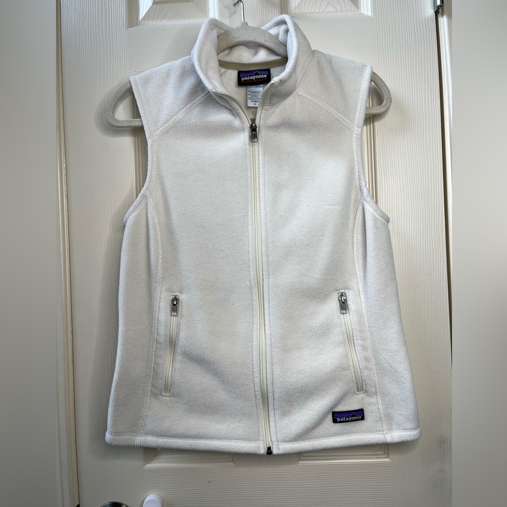 PATAGONIA Synchilla FULL-ZIP Fleece IVORY CREAM Vest Womens Size MEDIUM